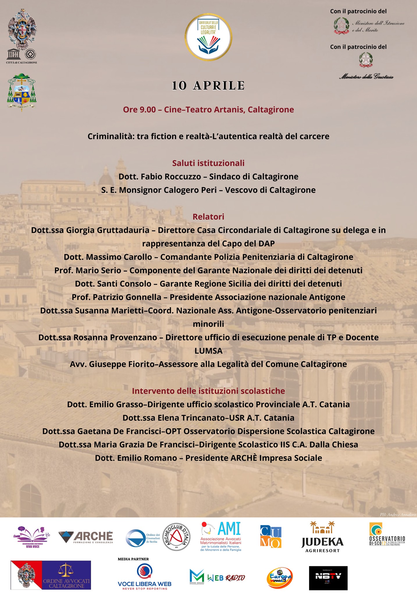 GRAN-GALA-2 Quarta edizione del Gran Galà della Cultura e della Legalità: a Caltagirone, mercoledì 10 aprile
